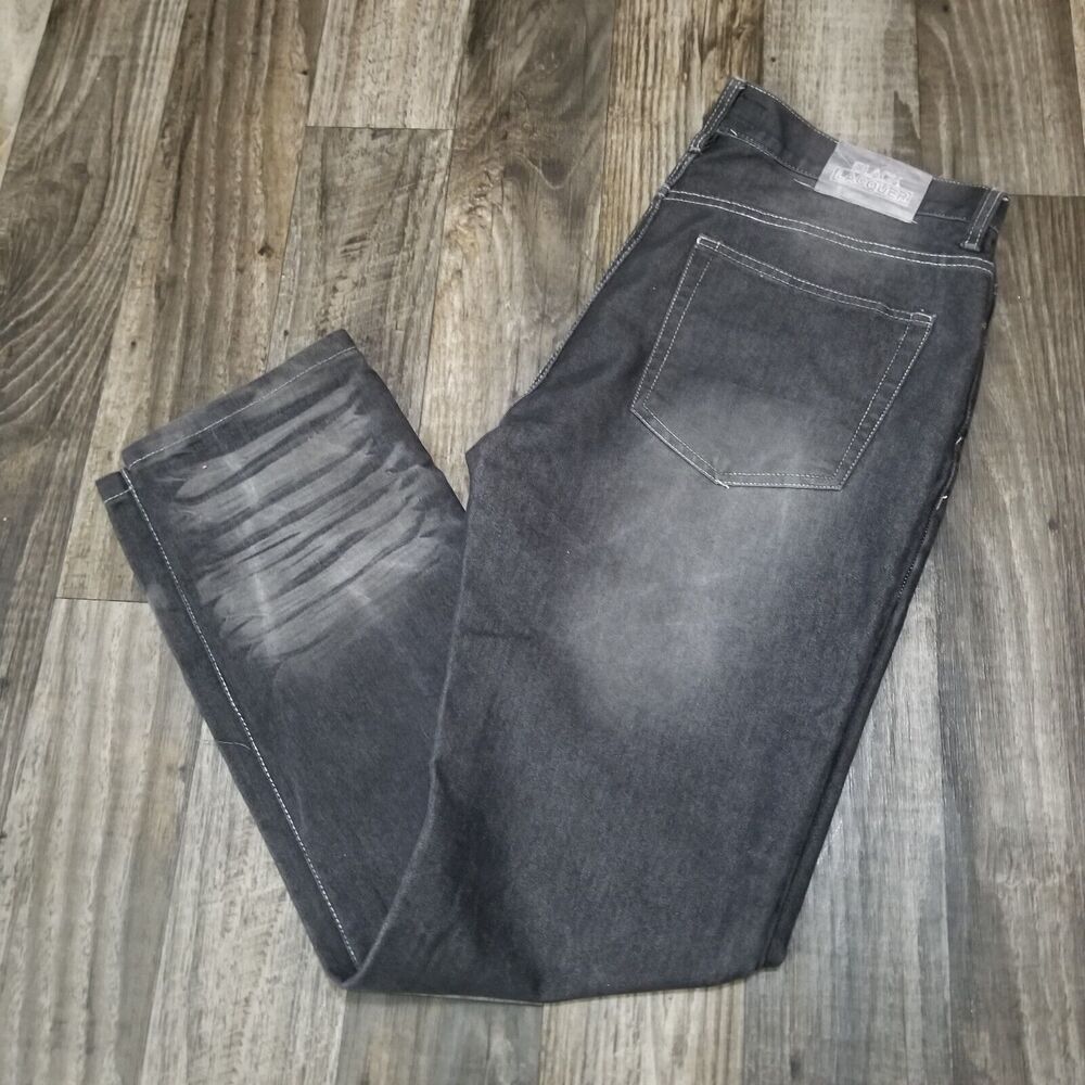 Black Lacquer Men's Jeans Black Size 38x33 Denim Button Zip Y2K Hip Hop Urban